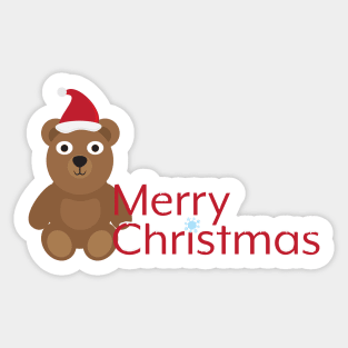 Merry Christmas with Cute Cartoon Bear Sticker